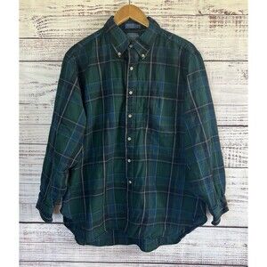 Vintage Sir Pendleton Worsted Wool Shirt Men's XL Green Plaid Made In Mexico